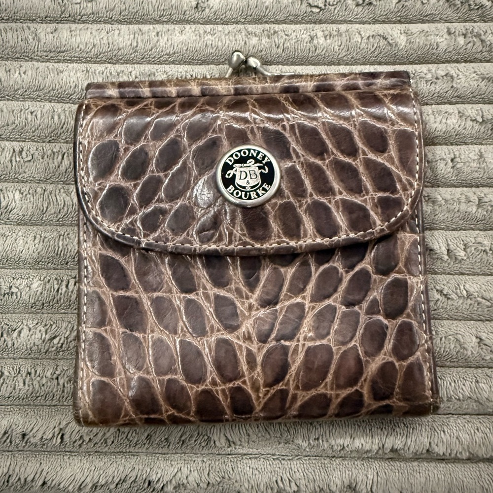 Dooney & Bourke Crocodile Embossed Wallet in Brown